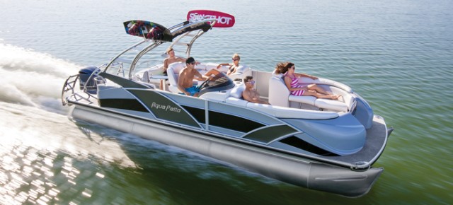 Edgy and ultra-modern, the Aqua Patio 250 XP pontoon.