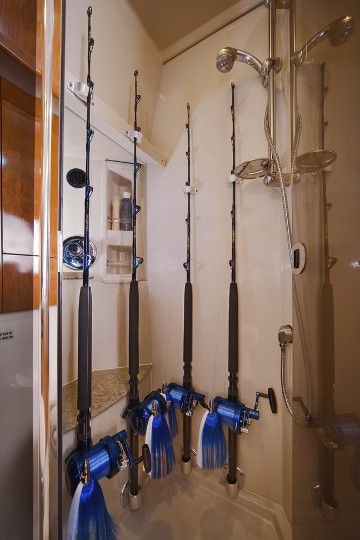 Rod holders in the shower? Another great idea on the Rampage 41.